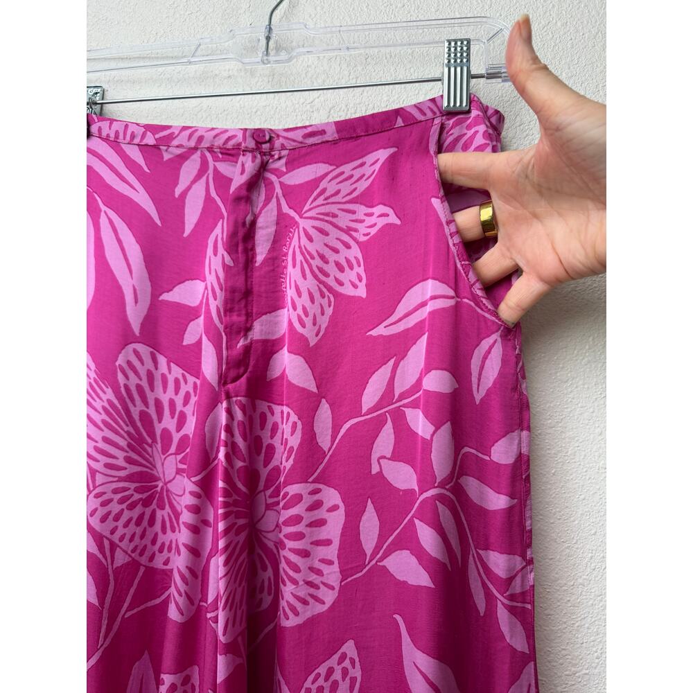 Poupette St Barth Pink Pants Womens S Wide Leg - Picture 5 of 16